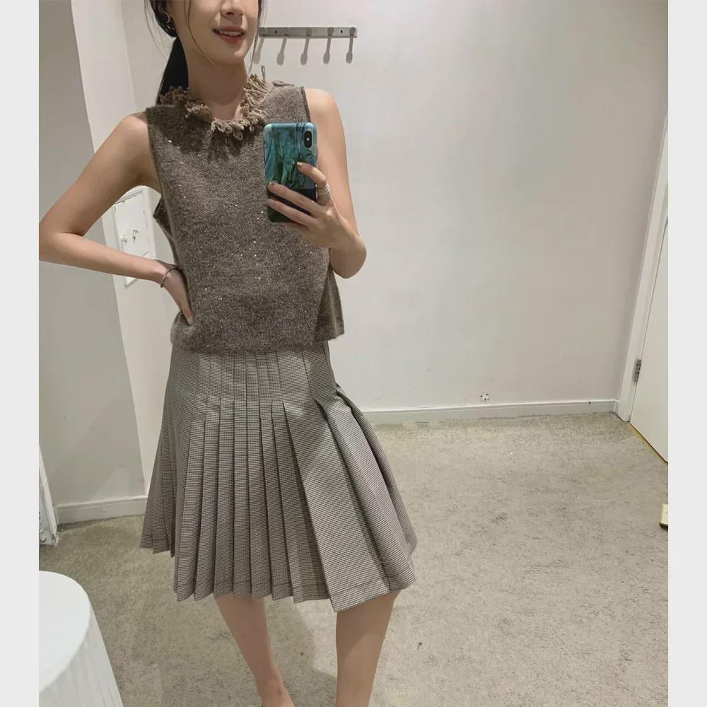 Осень и зима 2024 Вязаный жилет: 30% мохер, 25% шерсть с кисточками