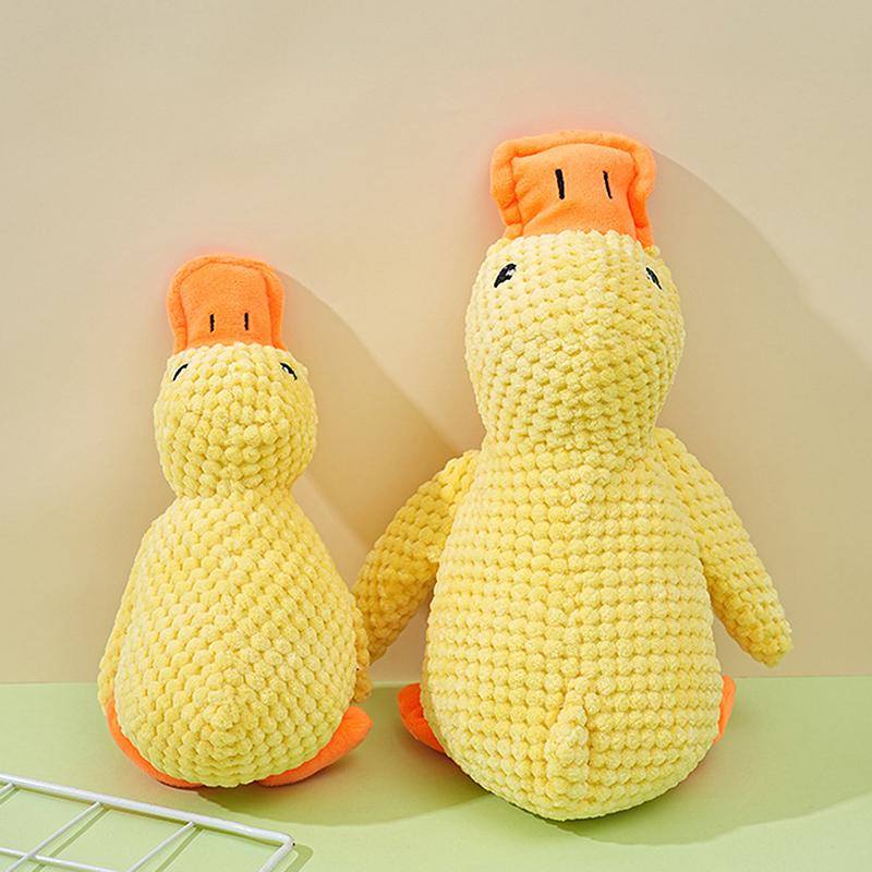 Мультяшная плюшевая игрушка для сна, милая мягкая игрушка в виде утки, прочная, устойчивая к укусам, пищащая, чистящая зубы для домашних животных, жевательная игрушка, товары для животных