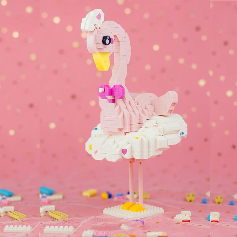 LOZ 9248 мир животных балет фламинго танец лебедь птица 3D модель DIY мини алмазные блоки кирпичи строительная игрушка без коробки