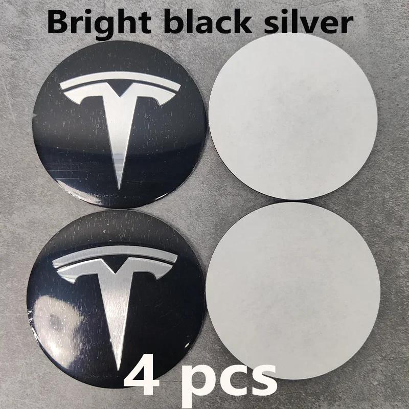Автомобильная наклейка 2025 Горячая 4 шт. 56 мм Центральная заглушка ступицы Tesla Наклейки с логотипом - Водонепроницаемые прочные наклейки для Model 3/Y/S/X, Колесо автомобиля P