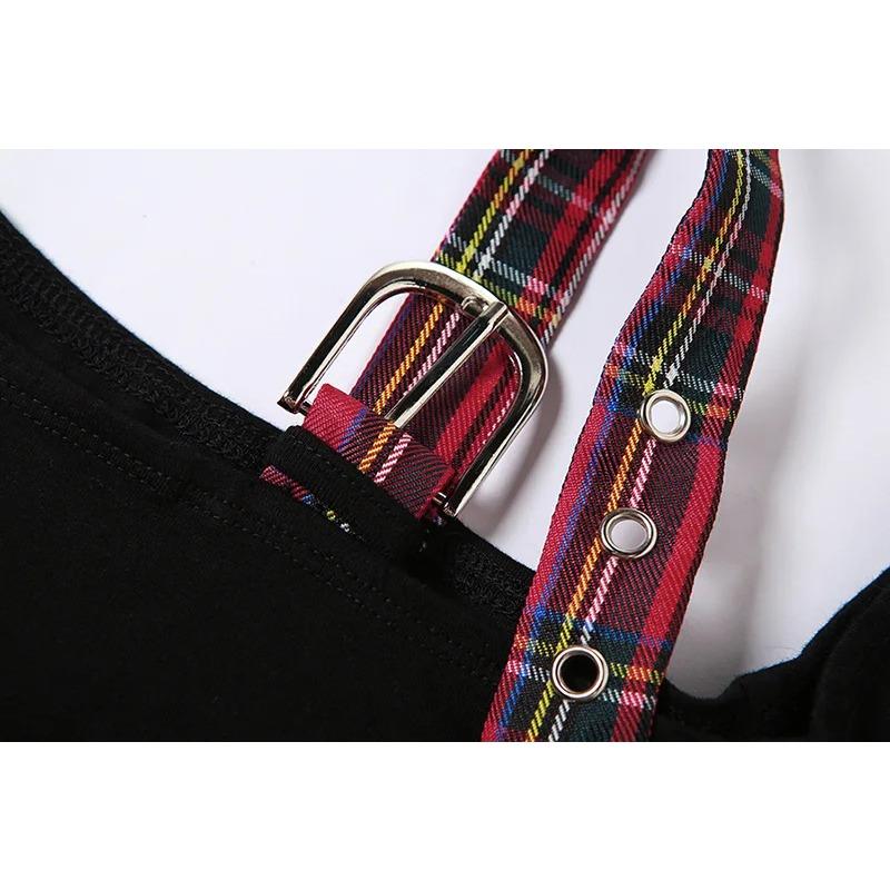 Summer Star Patchwork Crop Tops Plaid T Shirt Women Fashion Off Single Shoulder Y2k Tee OverSleeve Fairy Grunge Shirts