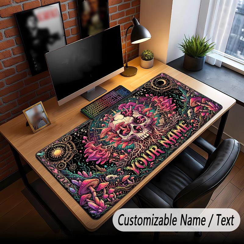 Skull Gothic Theme Custom Mouse Pad Personalized With Name Text Customized Desk Mat For Office Home Decor
