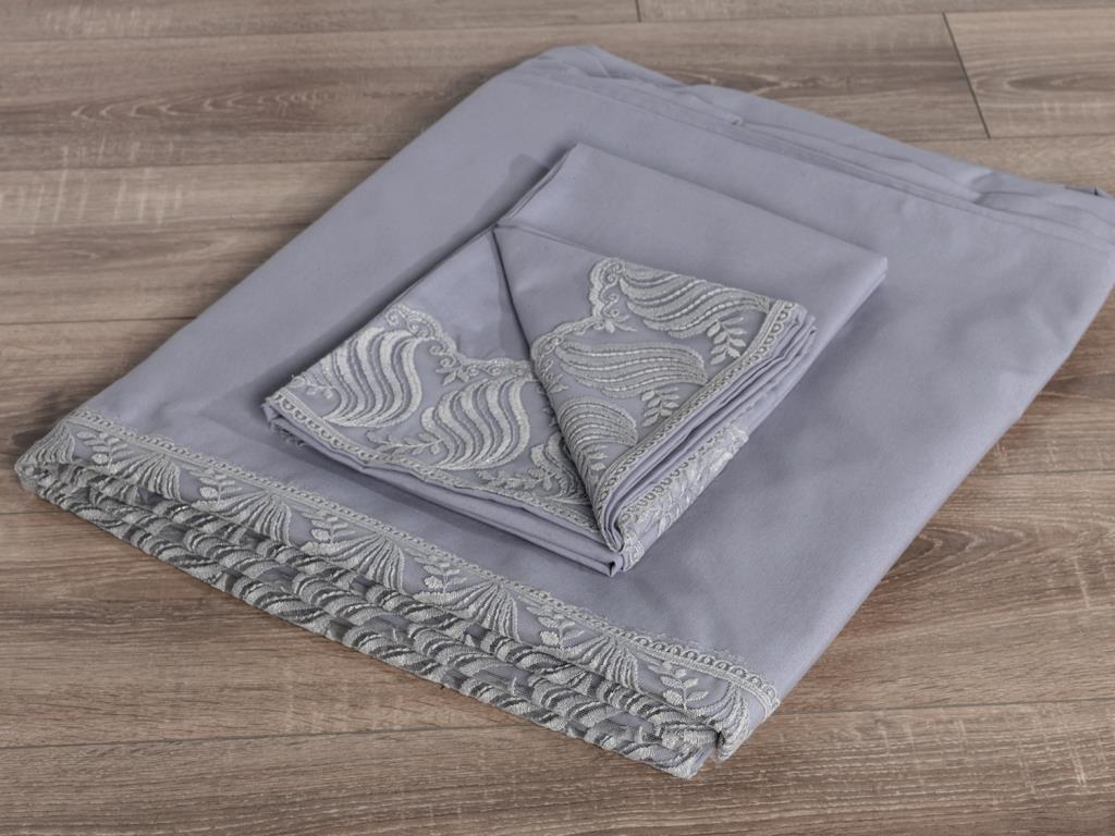 Комплект пододеяльников Wave 6шт, Пододеяльник 200x220, Простыня 240x260 Хлопковая ткань, Полный размер, Двойной размер Серый