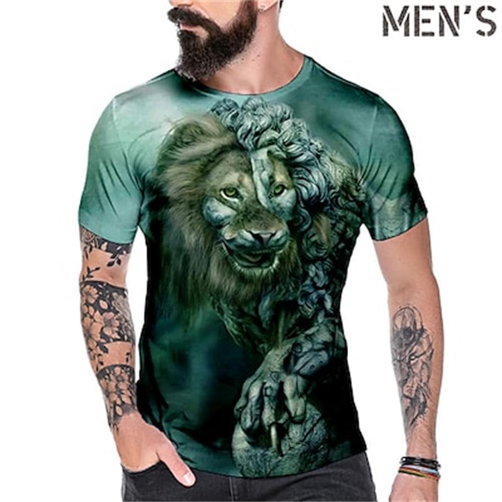 Летняя мужская футболка с 3d короткими рукавами, верхний пуловер «Король леса, лев», одежда в стиле Харадзюку, уличная повседневная винтажная футболка
