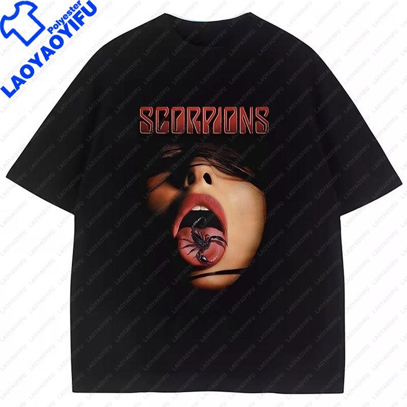 Heavy Metal Scorpions Shirt Unisex Women Printed TShirt Short Sleeve Hard Rock Band Graphic T Shirts Crewneck Clothes Camiseta