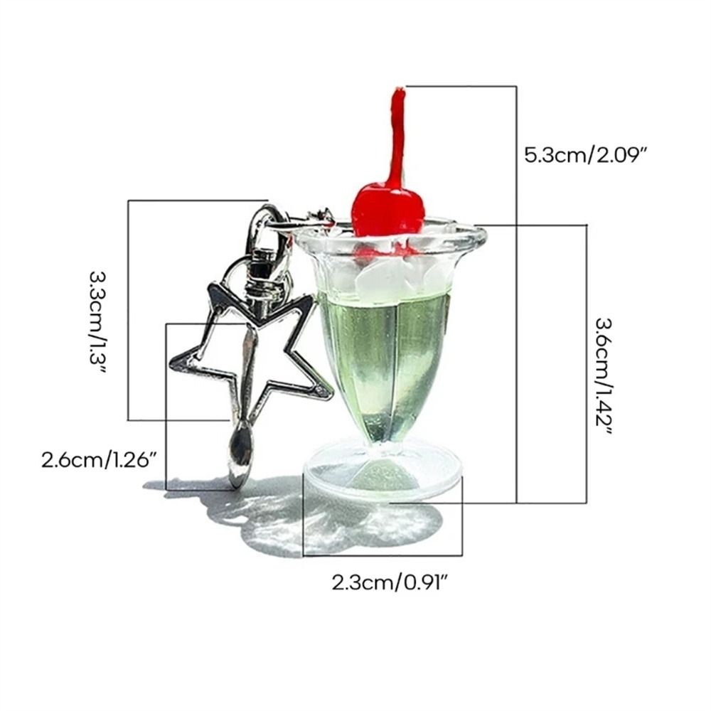 3D Simulation Cherry Cream Cup Anti-lost Phone Strap Ice Cream Key Chain Bag Decorations