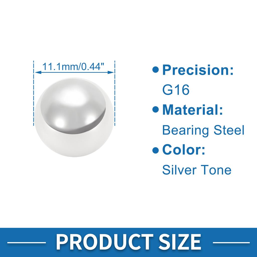 X Autohaux 11.1mm Bearing Ball Bearing Steel G16 Precision Ball Silver Tone 20 Pcs