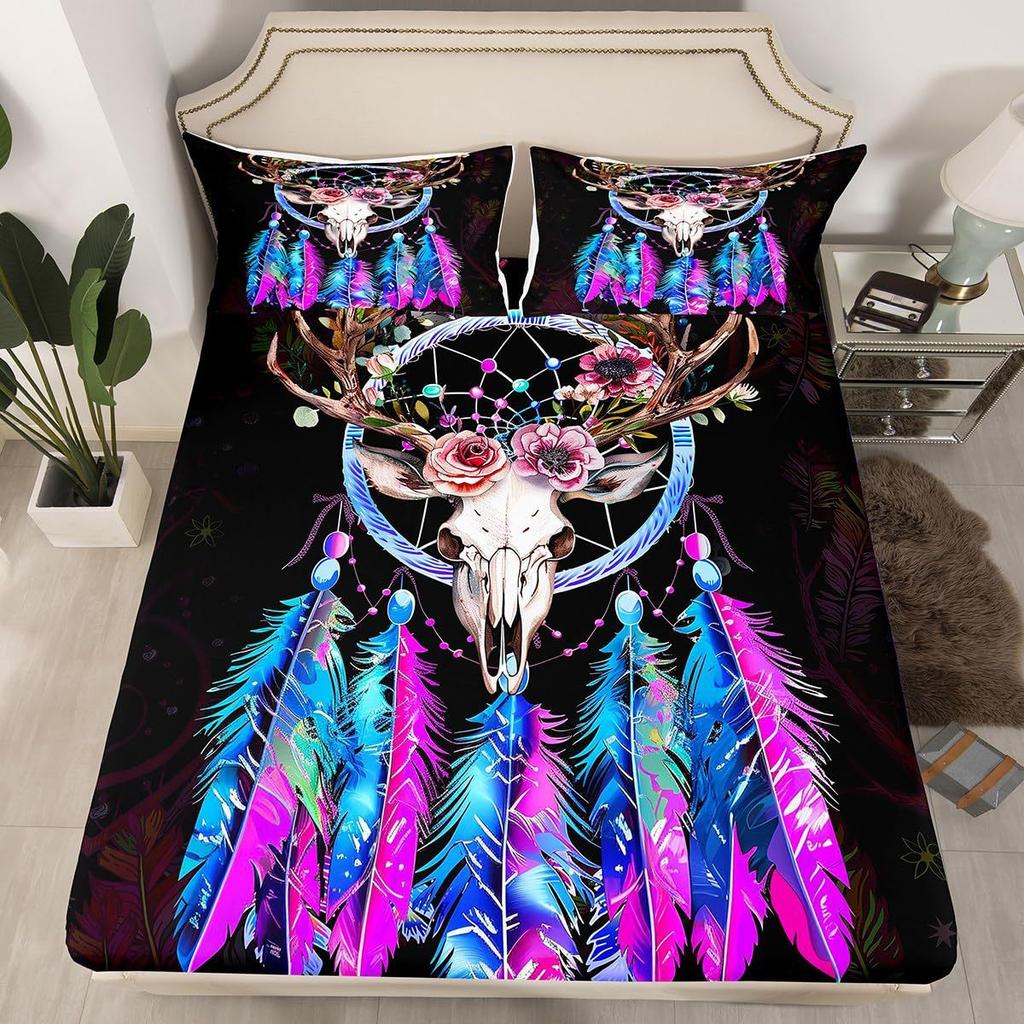 Halloween Pumpkin Ghost Bat Pattern Mattress Three-Piece Digital Printing Mattress Bedding Set