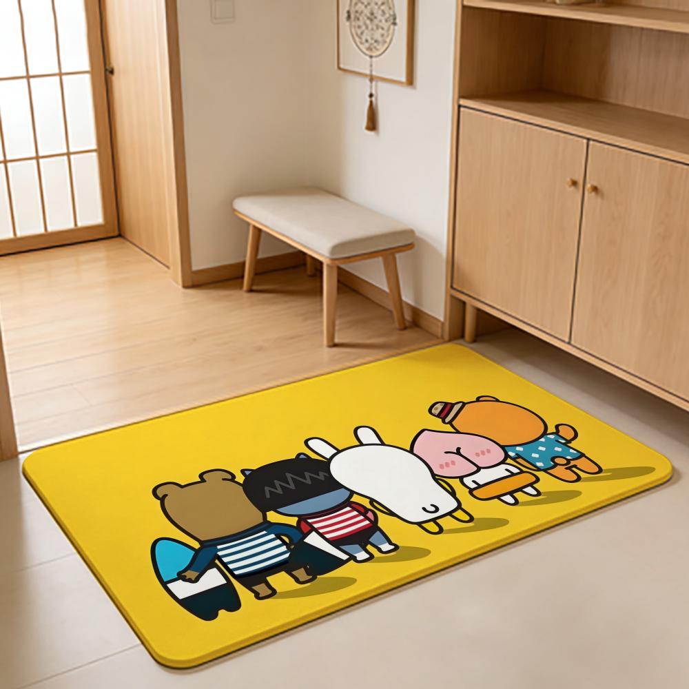 ANIME K-Kakao Friends Floor Mat Absorbent Floor Mat Non-Slip Entrance Rug for Bathrooms Restrooms and Toilets