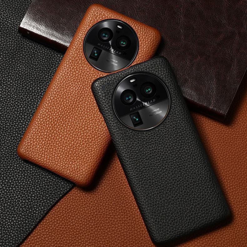 Оригинальный кожаный получехол-книжка OPPO A58/A58x/A83/A72 с рисунком «Личи» из коровьей кожи