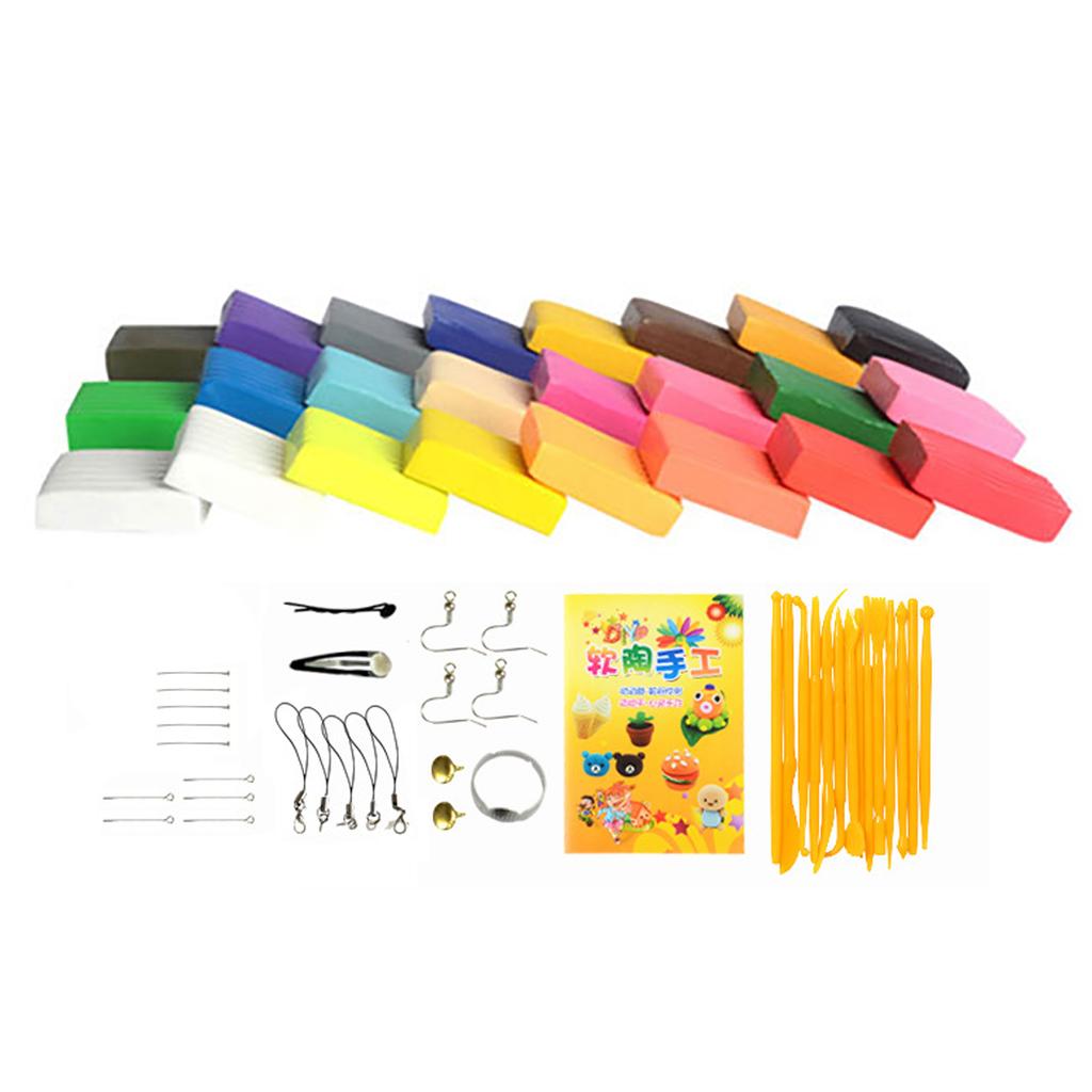 Пластилин детский 24 ярких цвета полупрозрачный пластилин для развития координации рук и глаз с инструментами для