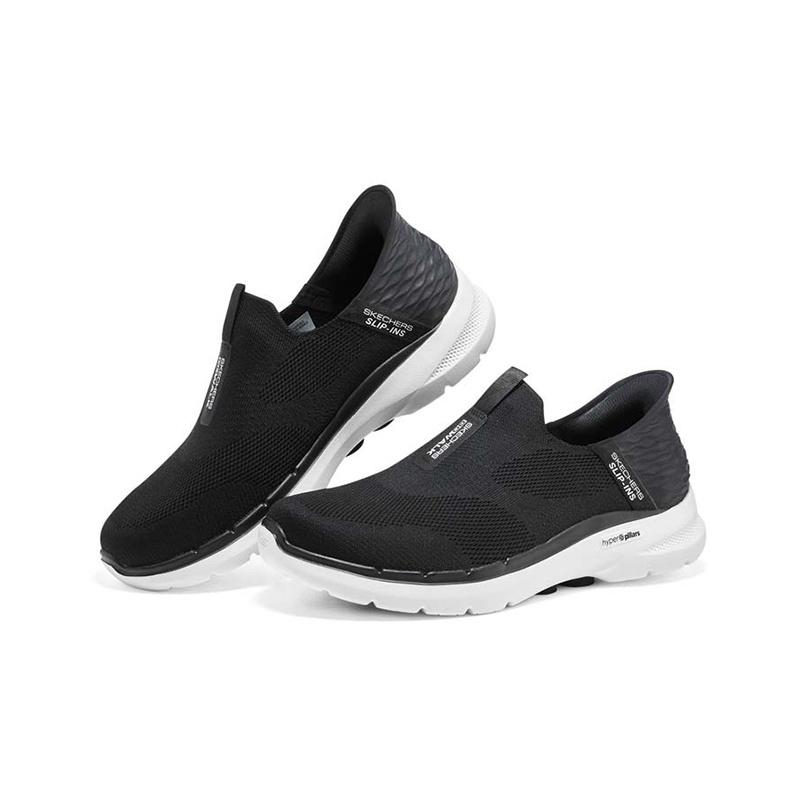 Skechers Go Walk 6 Slip-Ins Сетчатая ткань Технология Flash Удобные Повседневные Низкие кроссовки Мужские Черный Белый 216278-BLK