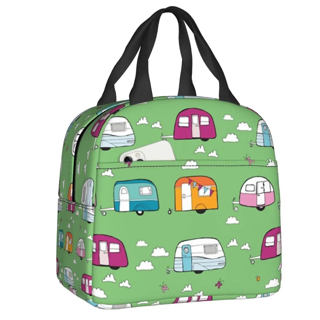 Красочные старинные караваны и цветы узор термоизолированные сумки для обеда женские счастливые туристы портативная сумка для обеда коробка для еды