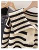 Women's 2024 Hot Style Thickened Striped Sweater with Navy Collar - Lazy Niche Design for Autumn and Winter
