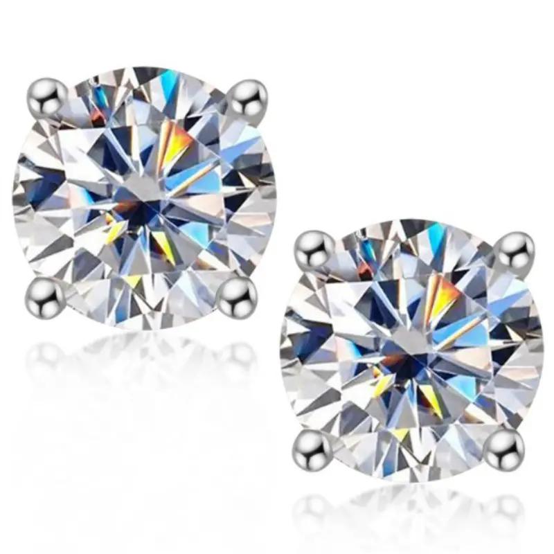 1 пара модных платиновых сережек с четырьмя когтями и цирконом, минималистичные серьги