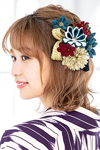 Hair Ornament Graduation Ceremony Coming of Age Ceremony 2 Piece Set Green Chrysanthemum Ping Pong Mom Corsage Ribbon Braid Crepe Tassel Decoration