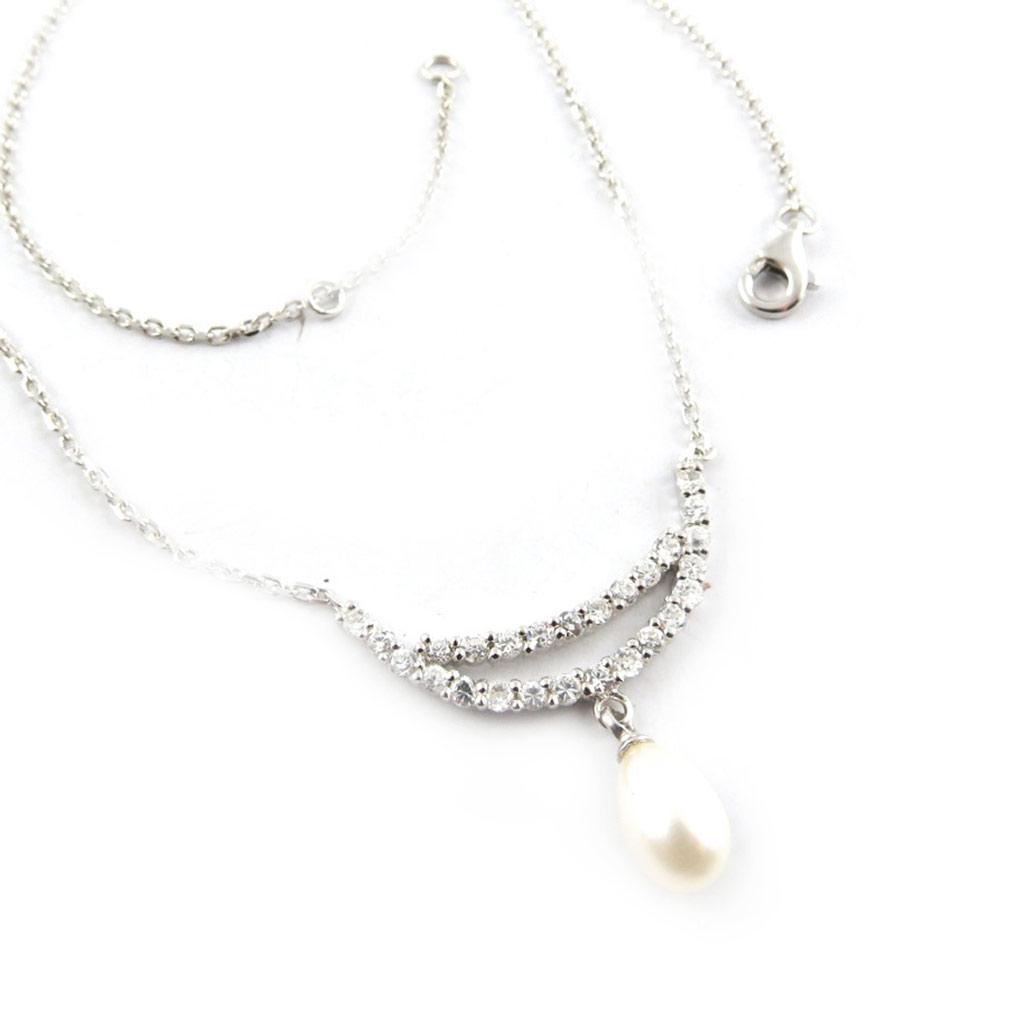 Les Trésors De Lily [F0361] - Silver Necklace 'Alicia' Silver White (rhodium-plated) - 28x24 Mm