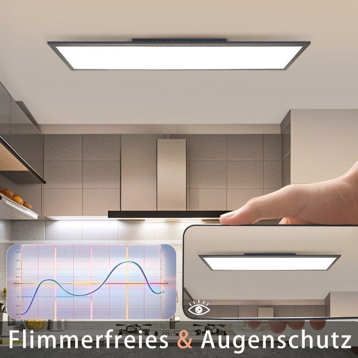 Plafonnier LED NETTLIFE 100x25 cm Dimmable Télécommande