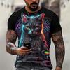 Trend Cat Graphics T Shirts Summer Fashion Short Sleeve 3D Animals Printed Mens T-shirts Hip Hop Rock Loose Harajuku Tees Tops