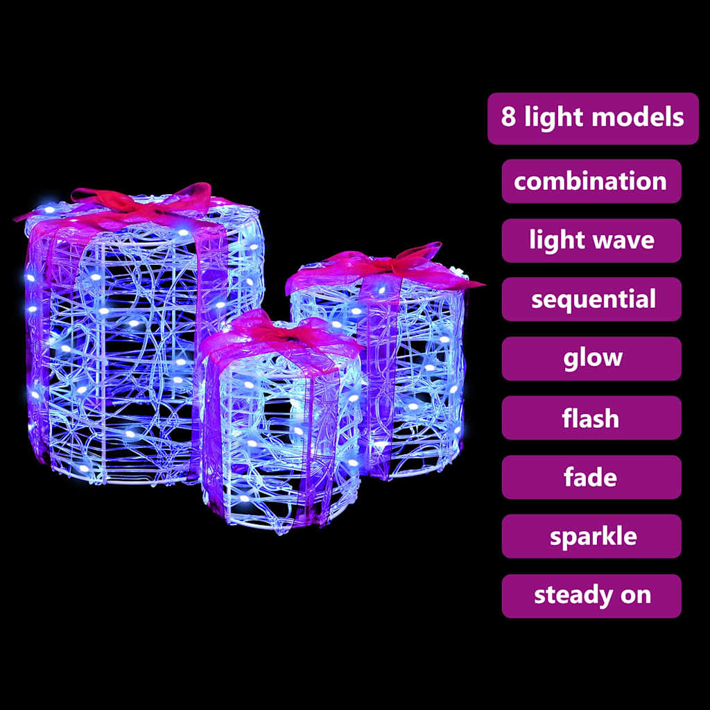 Gift Box Decoration Set 3 pcs Blue 20 x 20 x 21 cm Acrylic
