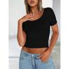Women's Spring Sexy Spice Short Sleeve Fashion New Square Neck Slim Dew Neck T-shirt Short Tops