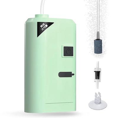 Аэратор для аквариума, USB-зарядка, встроенный аккумулятор, бесшумный 35 дБ, компактный, портативный насос для кислорода (зеленый)