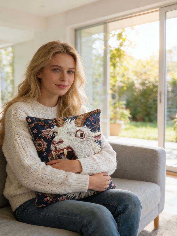 Наволочка для подушки 'Кричащая коза' 18x18 дюймов, забавная наволочка с изображением животного для дивана, кресла, спальни, гостиной