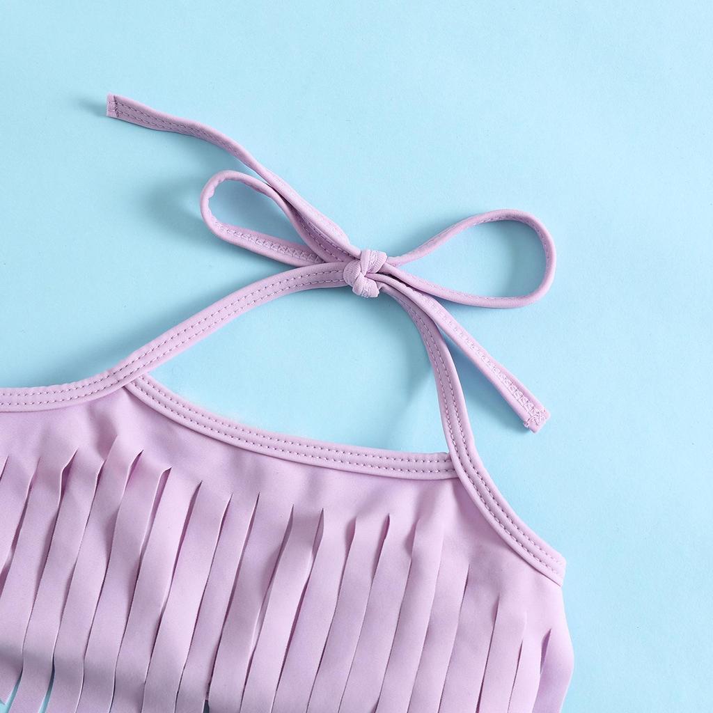 Girls' Mermaid Tassel Bikini Set - Summer Split Swimsuit for Children