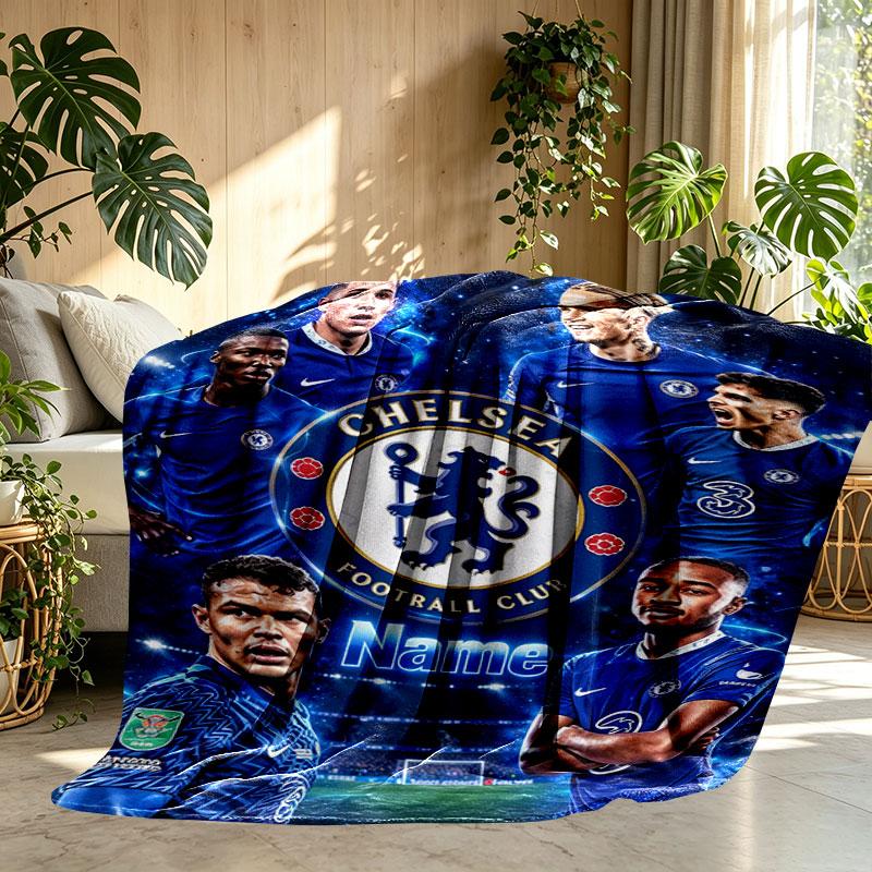 Custom Name Personalized Chelsea F.C Print Blanket, Home Decor, Bedroom, Sofa, Camping, Couch, Gifts for Birthday Christmas