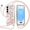 Защитный чехол - BOOLING - для Samsung Galaxy S25 - Розовый мрамор - Ударопрочный - С со шнурком