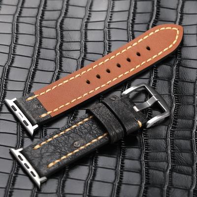 Ремешок для часов ручной работы из страусиной кожи для мужчин iwatch, мягкий кожаный браслет для Apple Watch 49, 45, 44 мм, 8/9/7/ultra, ремешок в стиле ретро