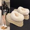 White Thick-soled Fur Integrated Warm Snow Boots Women's Shoes 2025 New Autumn and Winter Plush Thickened Fluffy Shoes