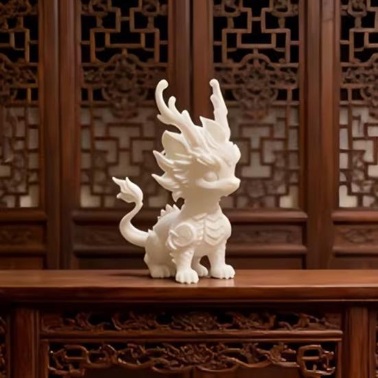 Huaqianguhh 3D-печатная статуэтка Ци Линя, Традиционная китайская мифическая фигурка зверя, Фигурка удачи, богатства и благословений для стола, Фэн-шуй