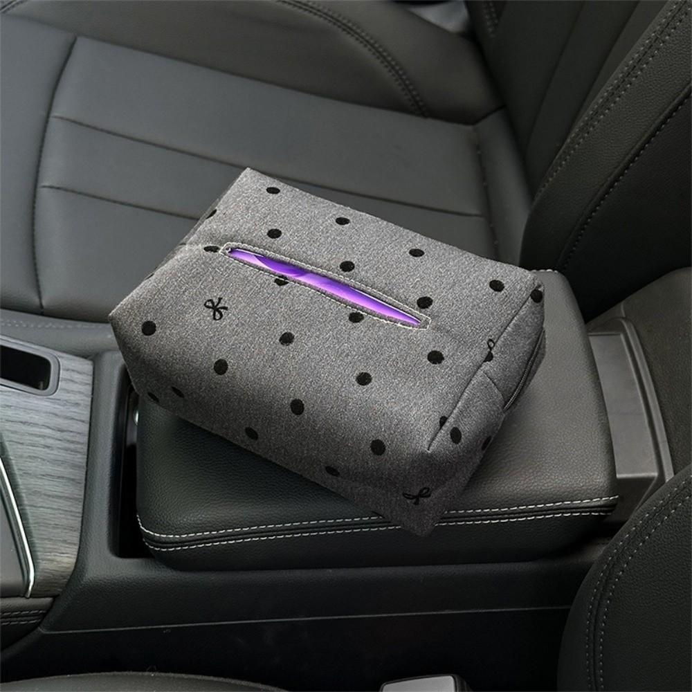Bow Car Tissue Box Polka Dot Hanging Tissue Dispenser Creative Car Tissue Holder Car Interior
