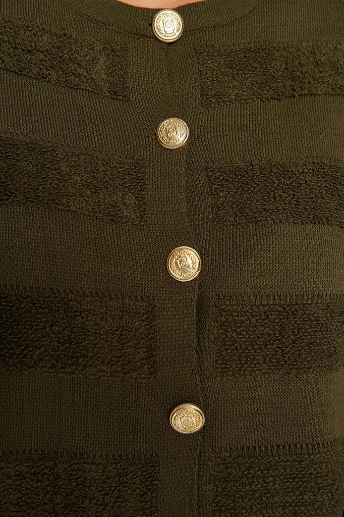 Женский модный стильный кардиган, темно-синий пиджак с круглым вырезом, трикотажный кардиган