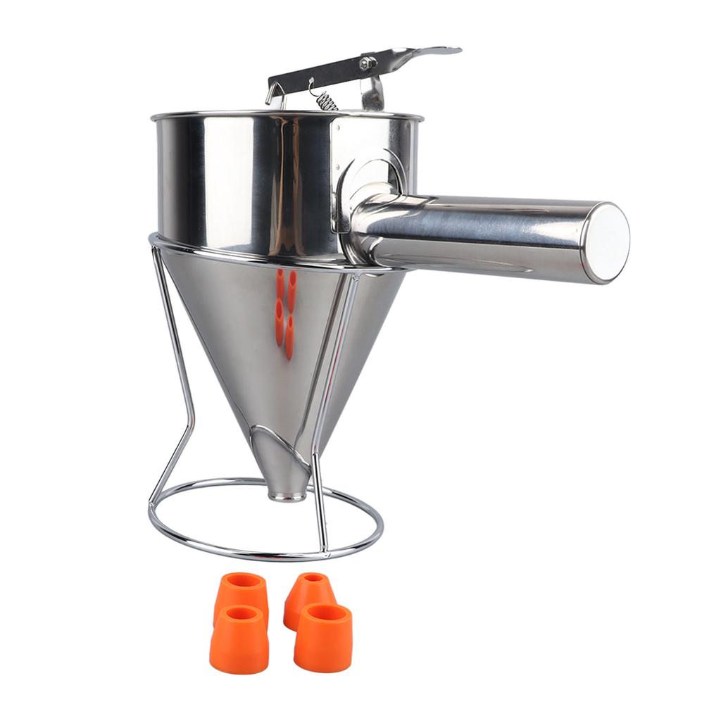 Batter Dispenser Stainless Steel Pancake Batter Dispenser with 18mm 4PCS Silicone Mouth for Pancakes Cupcakes