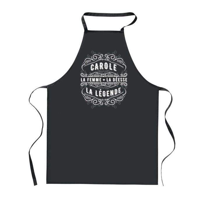 Tablier de cuisine - Carole Déesse Légende - Noir - Coton - Impression bretonne