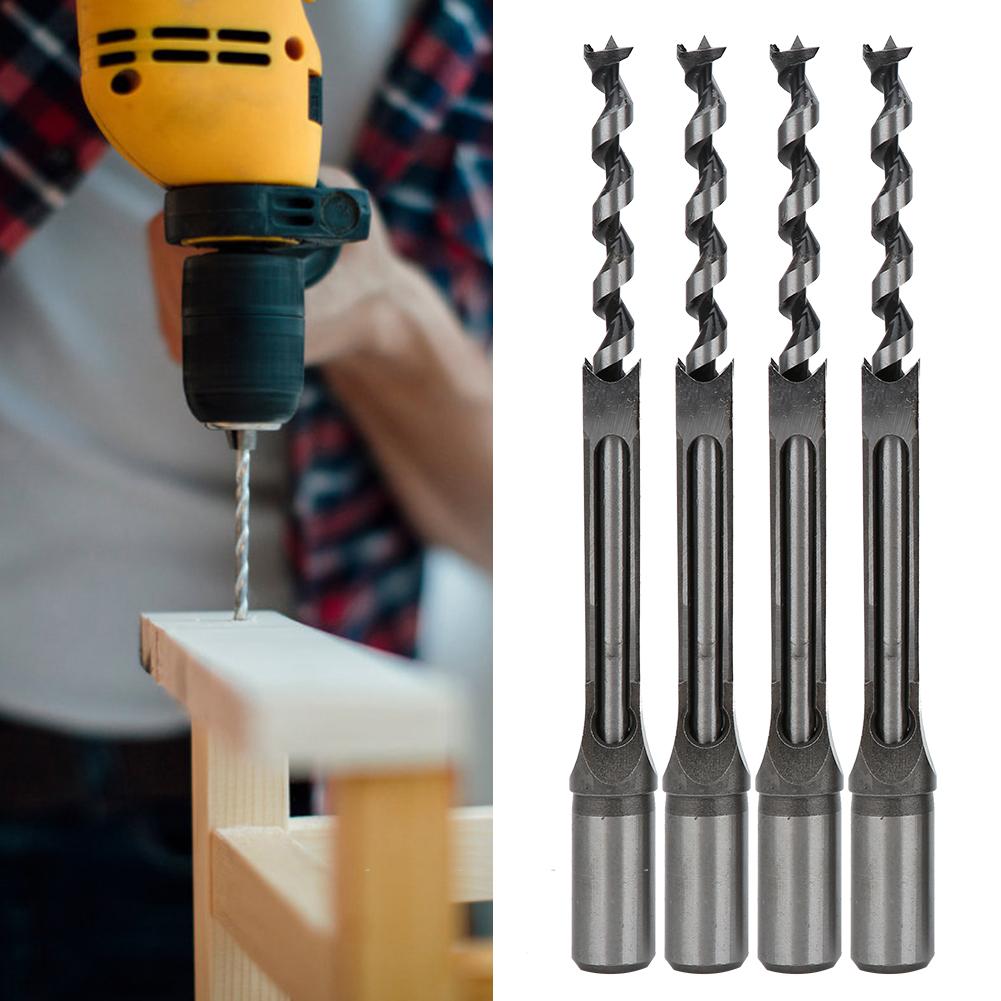 4pcs Set 12.7‑16mm Woodworking Square Hole Drill Bits Bearing Steel Square Hole Drill Bits