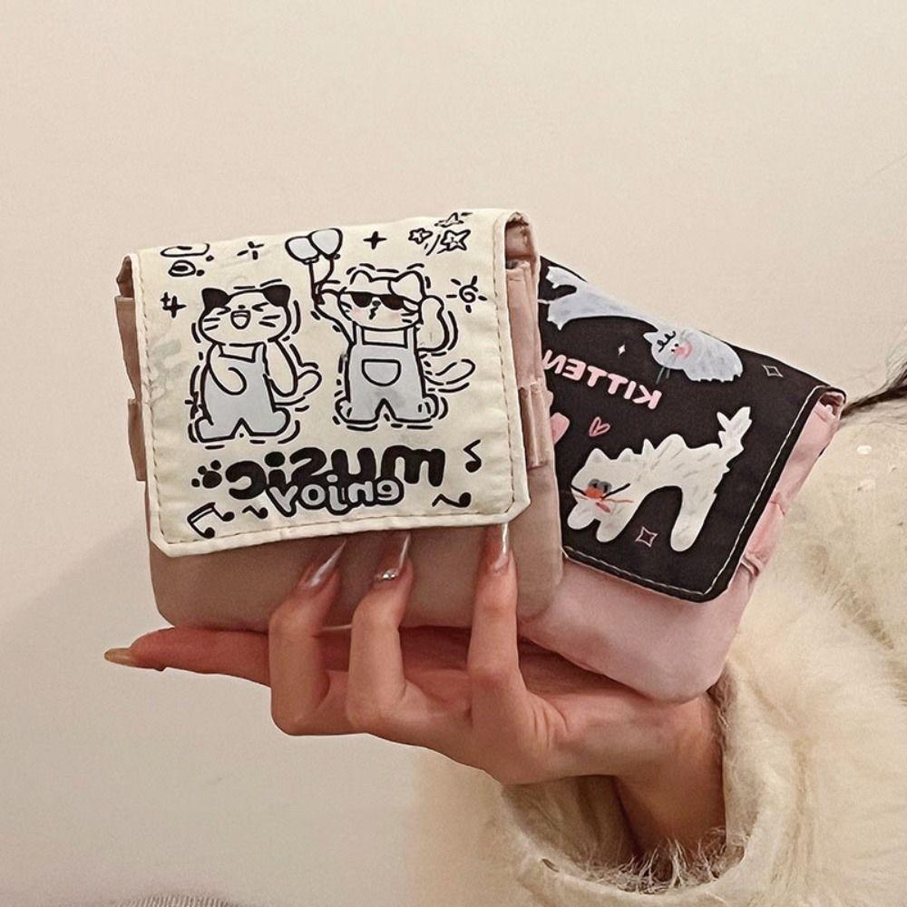 Cat Sanitary Napkin Storage Bag Makeup Bag Cartoon Coin Purse Sweet Mini Cosmetic Bag  Girls