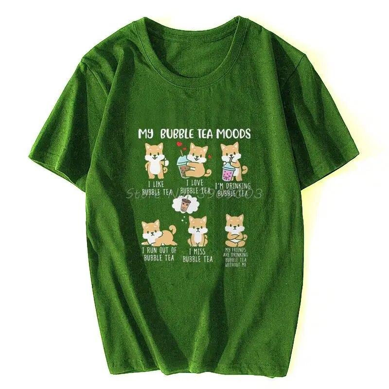 Shiba Inu Bubble Tea T-Shirt Women Boba Tea Do Essentials Print Cotton Girl TShirt Unisex O-neck Tshirt Hip Hop Tees Tops