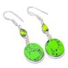 Natural Green Turquoise, Peridot Gemstone 925 Sterling Silver Earring 2.01" A6Y12