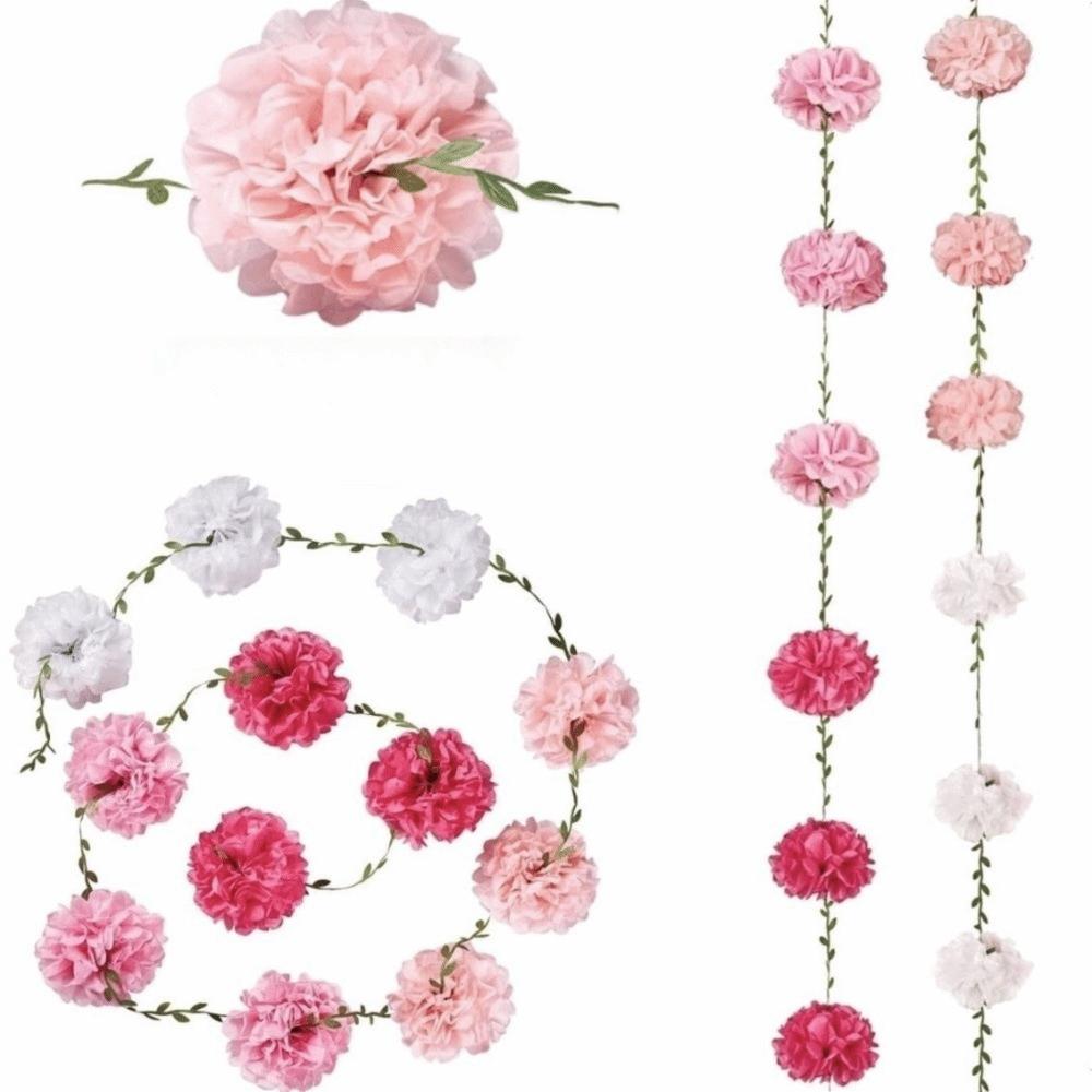 Tissue Paper Hanging Artificial Flowers 2.5m Artificial Flowers Garland  Birthday Party Decorations