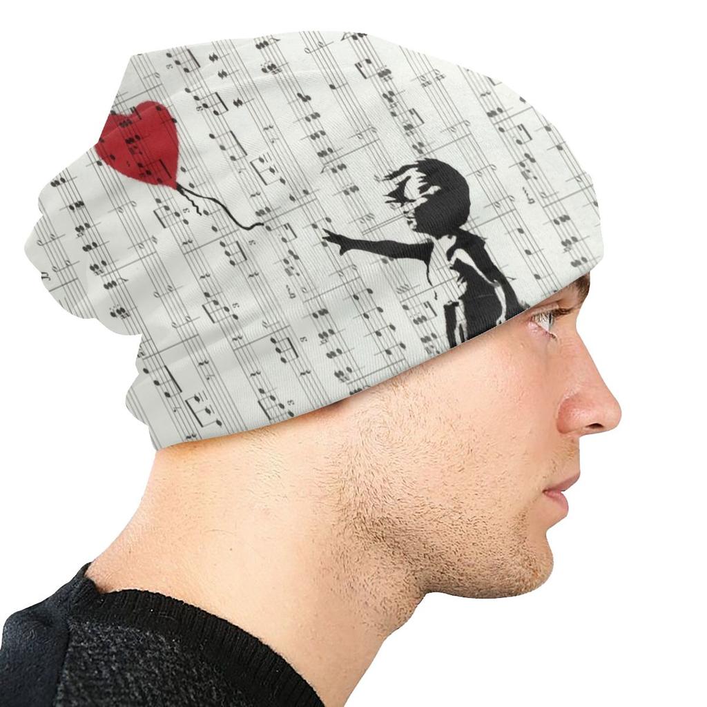 Banksy Art Graffiti Girl Heart Balloon Slouchy Beanie Unisex Women Hip Hop Winter Warm Skullies Beanies Hats Adult Knit Bonnet Cap