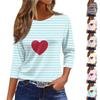 Women's Fashionable Casual Three Quarter Sleeve Printed Round Neck Top