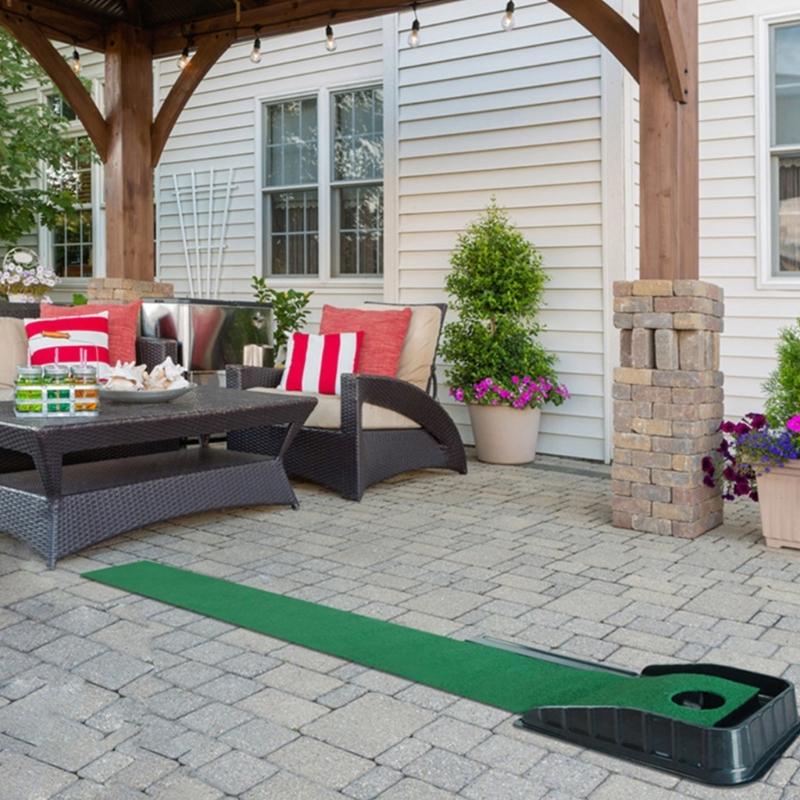 Коврик для гольфа для паттинга, тренировочная лунка для паттинга, устройство для тренировки паттинга с функцией автоматического возврата для игры в помещении и на открытом воздухе