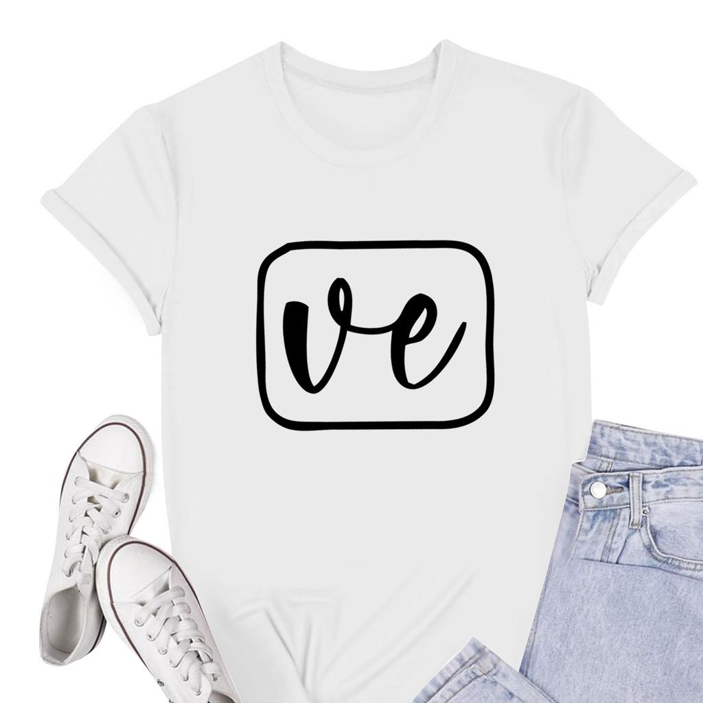 Женская повседневная футболка с круглым вырезом и коротким рукавом с принтом ко Дню святого Валентина