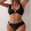 Push Up Bikini Set Swimsuit Women Two Pieces Solid Color High Waist Backless Swimwear Women Summer Bathing Suits