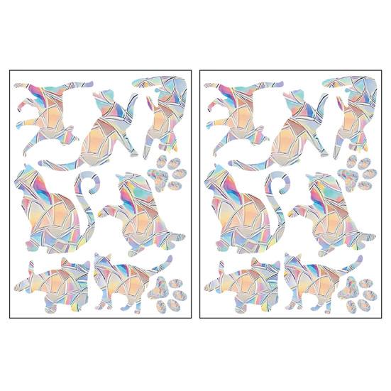 2 Sheets Rainbow Window Clings to Prevent Bird Strikes Decorative Prism Static Decals Butterfly Flower Heart Star Moon Shape Anti-Collision Stickers