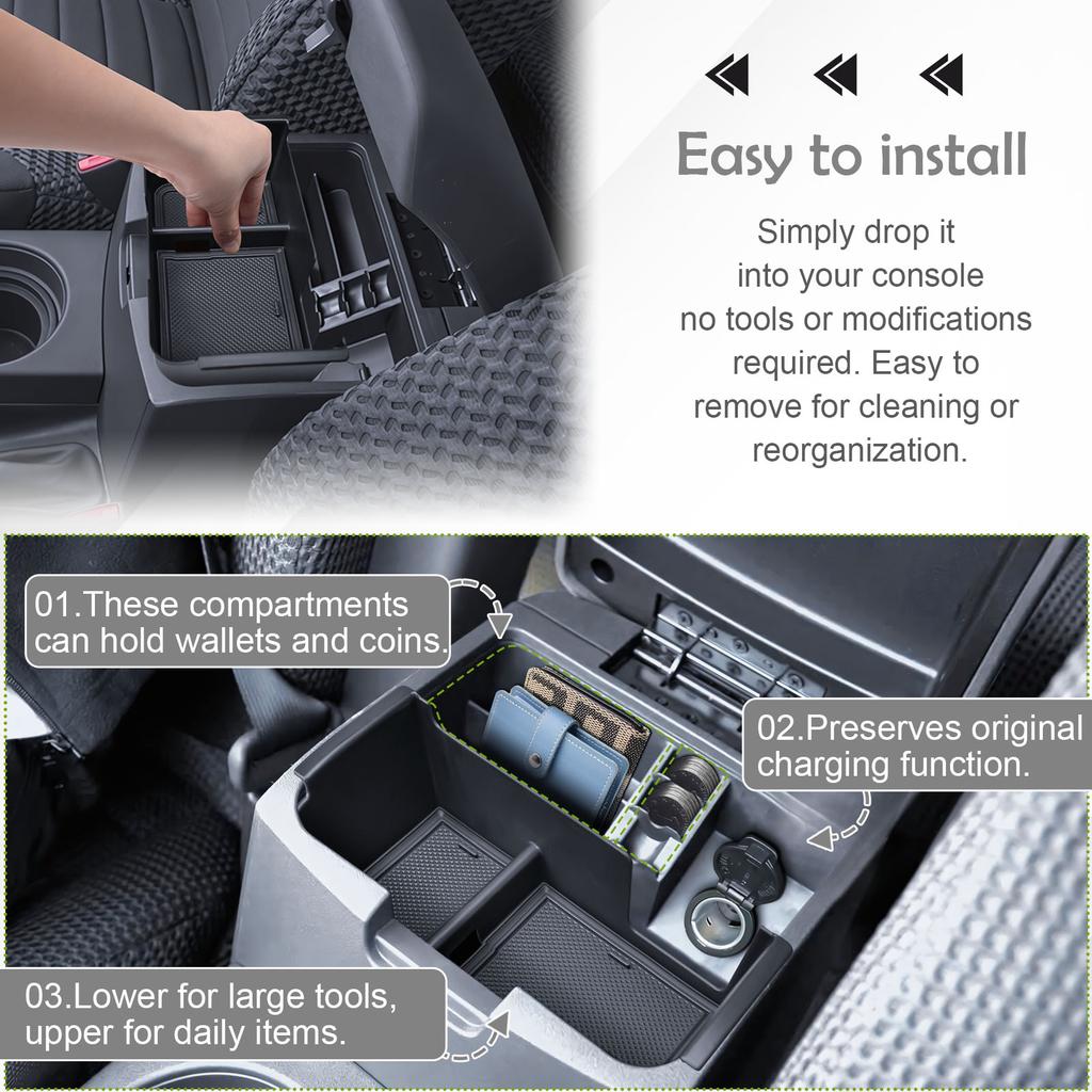 Органайзер-лоток на центральную консоль для 2005-2025 Nissan Frontier Бокс для хранения в подлокотнике Внутренний держатель для телефона Лоток-бокс для дополнительного хранения
