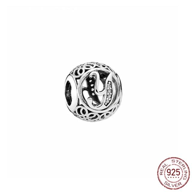 Браслет-подвеска из серебра 925 пробы с буквами AZ и буквами, бусины с именем для женщин, DIY кулон, изготовление ювелирных изделий